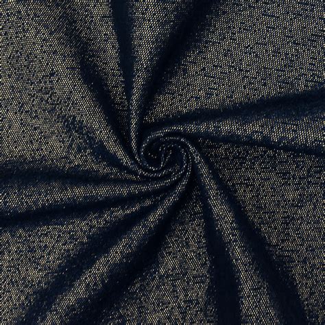 metallic stretch denim fabric|Navy Gold Metallic Stretch Denim Fabric.